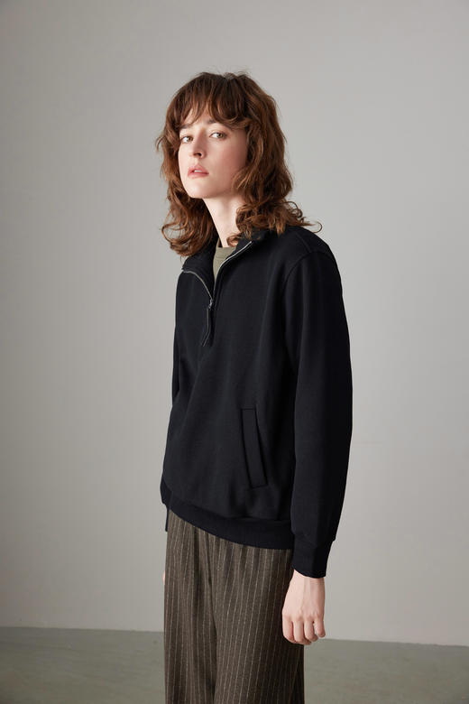 COCOZONE 秋季立领百搭情侣长袖卫衣半设计感休闲23C19308 商品图0