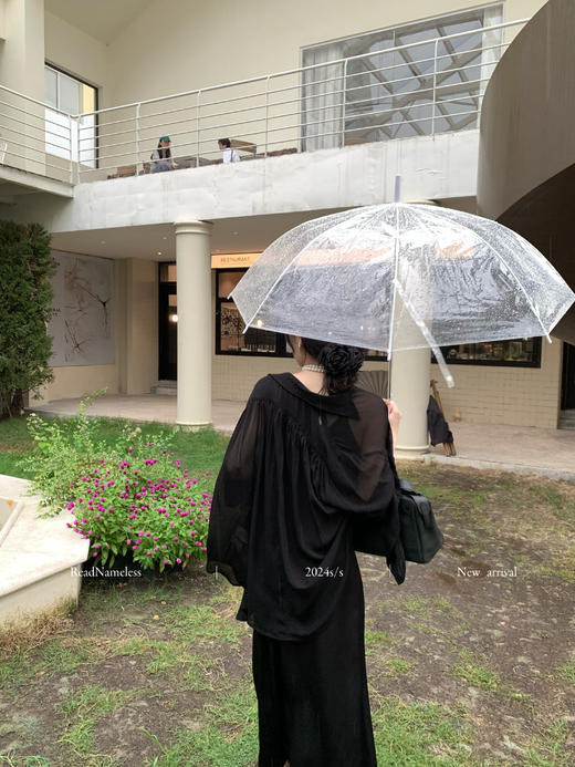 Read Nameless /迪拜贵妇黑色吊带裙+独家100%人丝黑色褶皱袖衬衫 商品图7