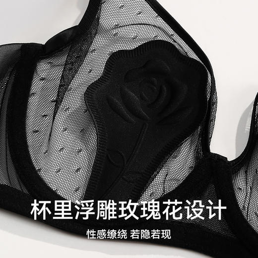 芬腾大胸显小内衣女夏季超薄透气性感蕾丝上托防下垂软钢圈文胸罩 商品图3