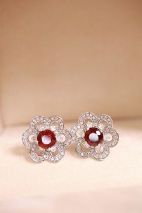1.36ct 红宝石耳钉