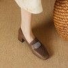【预售5天】复古真皮方扣粗跟中口单鞋女春秋新款方头高跟镂空洞洞款乐福鞋DPJ&2911 商品缩略图1