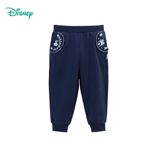 迪士尼童装女童纯棉长裤2024春秋卡通米妮宝宝甜美小花休闲束脚裤ZD3DK011 商品图5