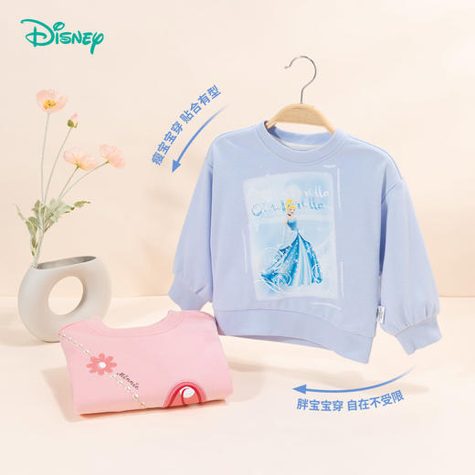 迪士尼童装女童套头卫衣2024秋季新款蝴蝶结公主卡通印花舒适上衣ZD3DS001 商品图5