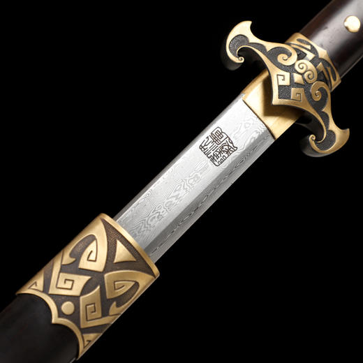 星盛唐横刀剑 传统手工宝剑 龙泉沈广隆花纹钢一体剑 未开刃 商品图3