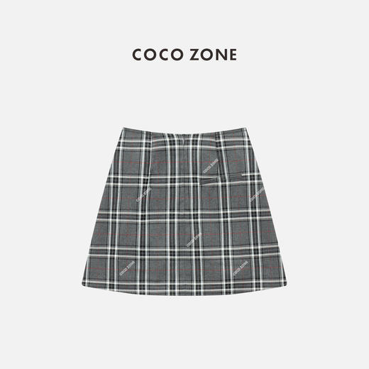 COCO ZONE 时尚简约格纹包臀短裙百搭显瘦A字裙CC2C1318 商品图1
