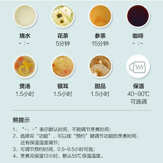 小熊养生壶mini烧水壶煮茶壶保温杯多功能花茶壶煮茶器电热水壶开水壶 YSH-C06N1【0.6L壶+ 0.3L 杯体 商品图4