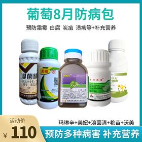葡萄八月防病包  玛琳辛+艳苗+美妞+溴菌腈+沃美  一套兑水10喷雾器或400斤
