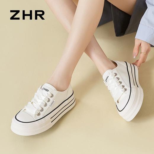 ZHR则则厚底小白鞋女2024夏季新款松糕底增高板鞋透气运动休闲鞋 商品图8