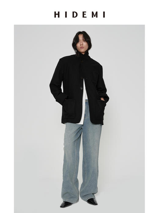 HIDEMI 多重水洗复古感做旧蓝灰调中低腰直筒牛仔裤 商品图5