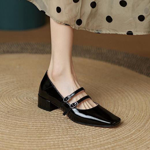 【预售5天】方头玛丽珍鞋温夏晚风法式复古，银色方头一字带粗跟玛丽珍鞋MLJ&A692 商品图3