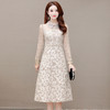 QYM J21163-Y蕾丝花边领连衣裙拼结时尚提花裙A字裙 商品缩略图0