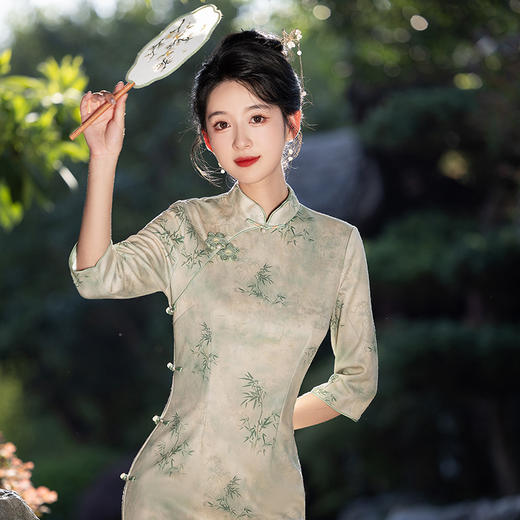 2024秋季新款改良女年轻款高端气质素雅复古日常高级优雅旗袍MLS7020 商品图3