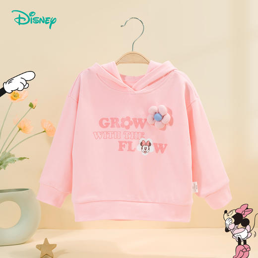迪士尼童装女童连帽卫衣2024秋季新款甜心花朵米妮宝宝套头上衣ZD3DS003 商品图5