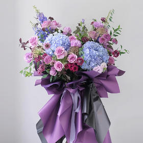 蓝紫色紫气东来款开业篮——开业花篮高端乔迁庆典商务用花|北京5环内免费送花上门
