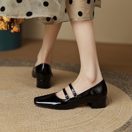 【预售5天】方头玛丽珍鞋温夏晚风法式复古，银色方头一字带粗跟玛丽珍鞋MLJ&A692 商品图4