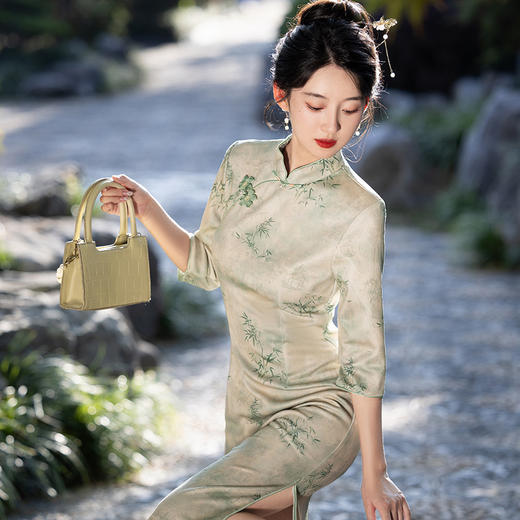 2024秋季新款改良女年轻款高端气质素雅复古日常高级优雅旗袍MLS7020 商品图0
