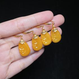 菲菲珠宝好*S925蜜蜡如意耳坠约12*18mm-多样性发一