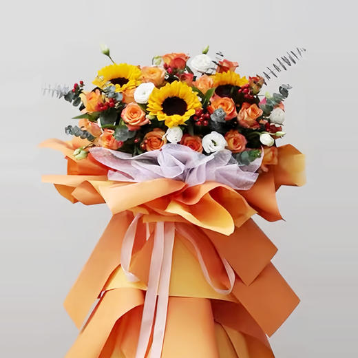 橙黄色系向日葵款开业篮——开业花篮高端乔迁庆典商务用花|北京5环内免费送花上门 商品图0