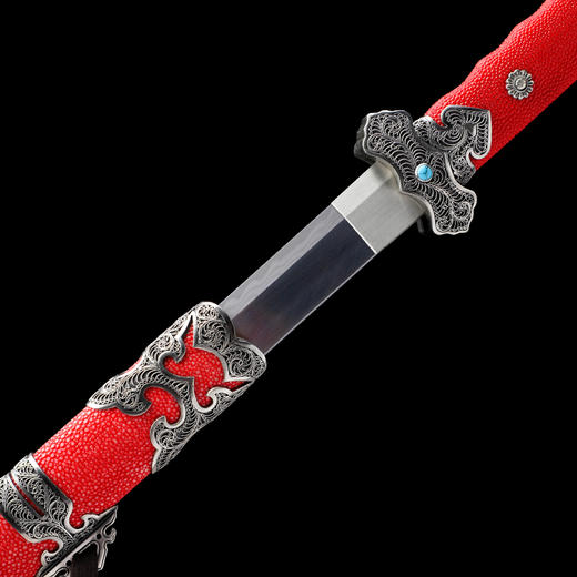 影月唐横刀剑 传统手工宝剑 龙泉沈广隆花纹钢一体剑 未开刃 商品图5