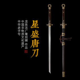 星盛唐横刀剑 传统手工宝剑 龙泉沈广隆花纹钢一体剑 未开刃