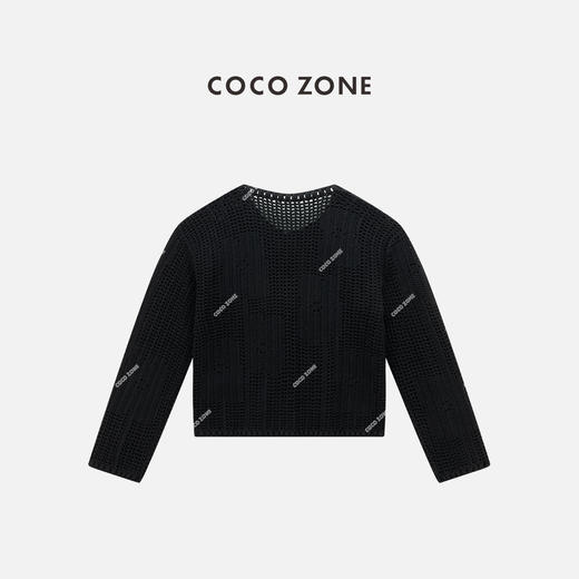COCO ZONE 100棉镂空设计感圆领针织开衫 CC1C1618 商品图1