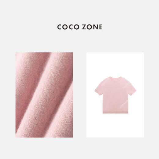 COCO ZONE 100绵羊毛时尚圆领针织衫短袖上衣CC1C1628 商品图2