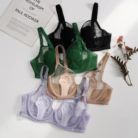 芬腾大胸显小内衣女夏季超薄透气性感蕾丝上托防下垂软钢圈文胸罩