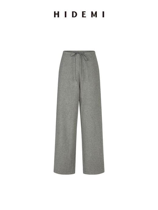 HIDEMI 进口澳洲绵羊毛全毛厚款立体剪裁茧型裤羊腿裤 意大利米/艺术灰/黑色 商品图14