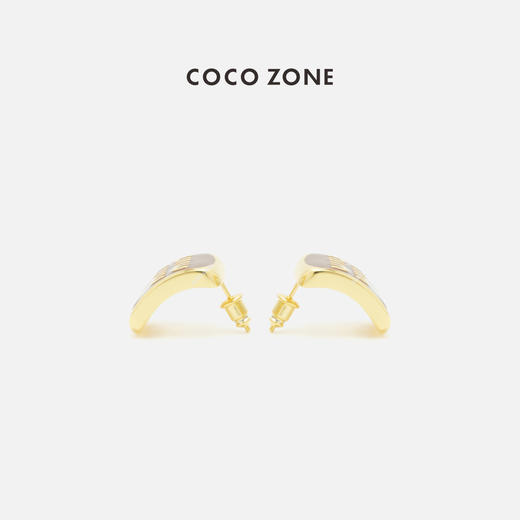 COCO ZONE 高级感方形字母气质耳环耳针CC2C1382 商品图0