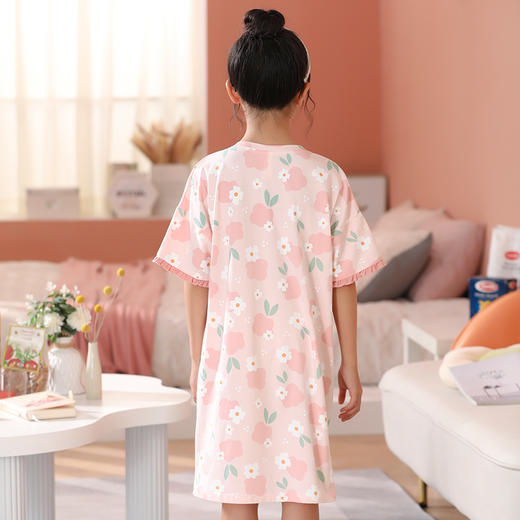 芬腾女童装睡裙夏季纯棉薄款透气连衣裙卡通中大童全棉家居服睡衣 商品图2