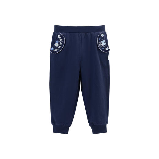 迪士尼童装女童纯棉长裤2024春秋卡通米妮宝宝甜美小花休闲束脚裤ZD3DK011 商品图6