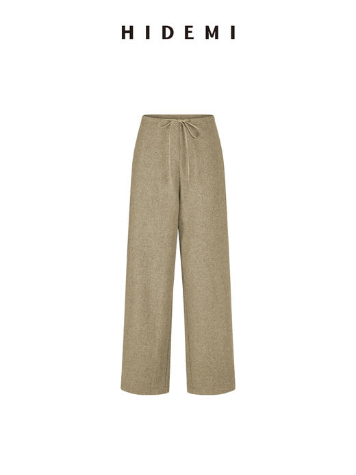 HIDEMI 进口澳洲绵羊毛全毛厚款立体剪裁茧型裤羊腿裤 意大利米/艺术灰/黑色 商品图12