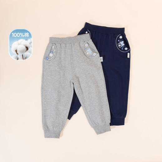 迪士尼童装女童纯棉长裤2024春秋卡通米妮宝宝甜美小花休闲束脚裤ZD3DK011 商品图3