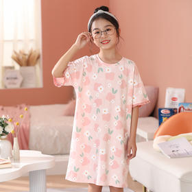 芬腾女童装睡裙夏季纯棉薄款透气连衣裙卡通中大童全棉家居服睡衣