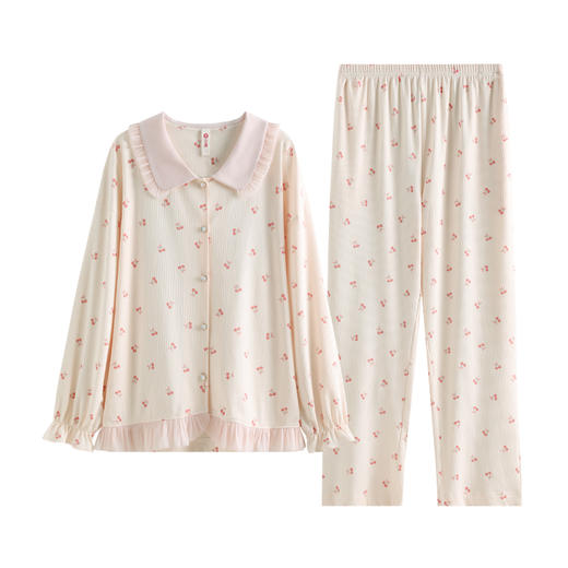 芬腾纯棉睡衣女士长袖秋季舒适休闲宽松开衫可爱家居服套装春秋款 商品图4