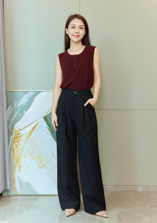 小众设计花边拼接直筒裤 商品图1