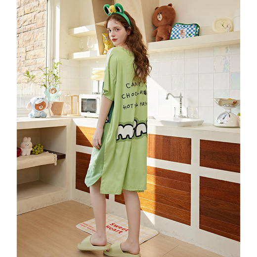 芬腾冰丝薄款短袖睡衣裙 A-4540 商品图3