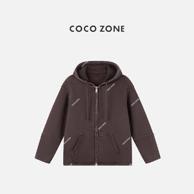COCO ZONE 100棉秋季休闲纯色连帽女士外套CC1C1840