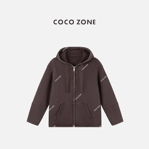 COCO ZONE 100棉秋季休闲纯色连帽女士外套CC1C1840 商品图0