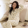 芬腾春秋季纯棉女睡衣针织薄夹棉全棉长袖套装女款休闲甜美家居服 商品缩略图0