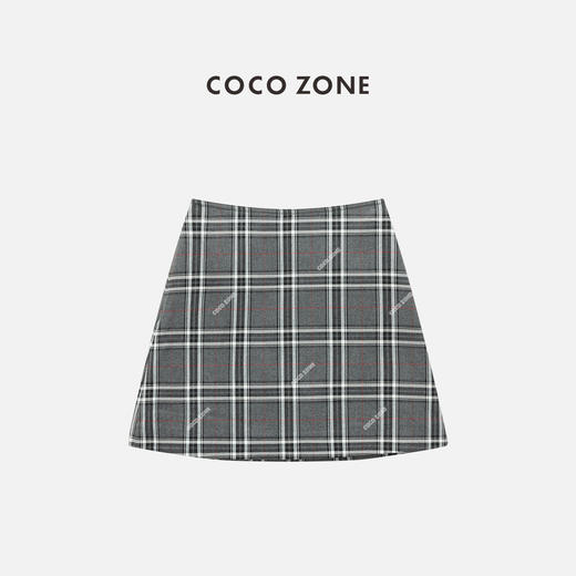 COCO ZONE 时尚简约格纹包臀短裙百搭显瘦A字裙CC2C1318 商品图0