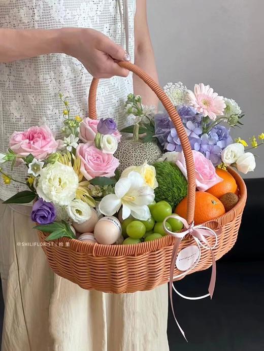 【藤编】水果花篮套二/鸡蛋月子花篮（大号34*26*34 小号31*24*29） 商品图1