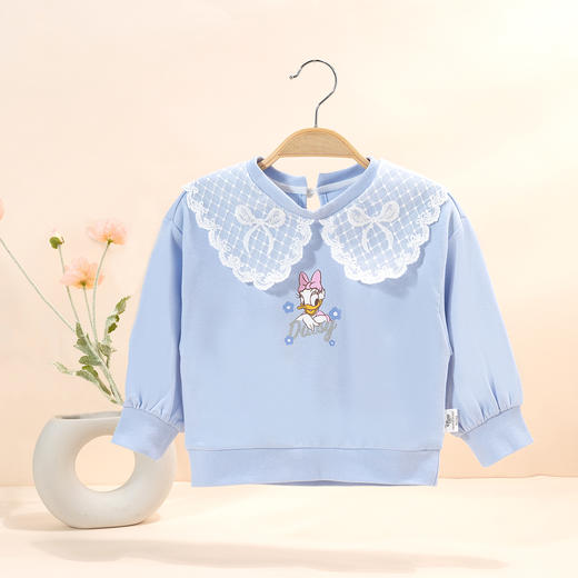 迪士尼童装女童甜美套头卫衣春秋新款黛西宝宝卡通花边蕾丝娃娃领ZD3DS004 商品图2