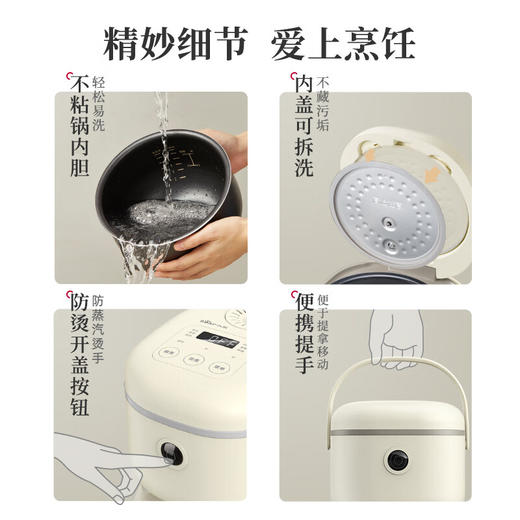 小熊（Bear）电饭煲小 2升迷你小容量智能预约小米粥保温1-2人小型多功能柴火元釜内胆2-3人电饭锅2L DFB-B20A1 商品图5