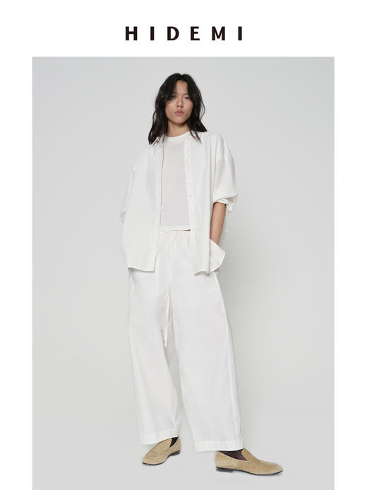 HIDEMI 甄选长绒棉酵素水洗做旧感空气微褶皱极简廓形男朋友衬衫 商品图6