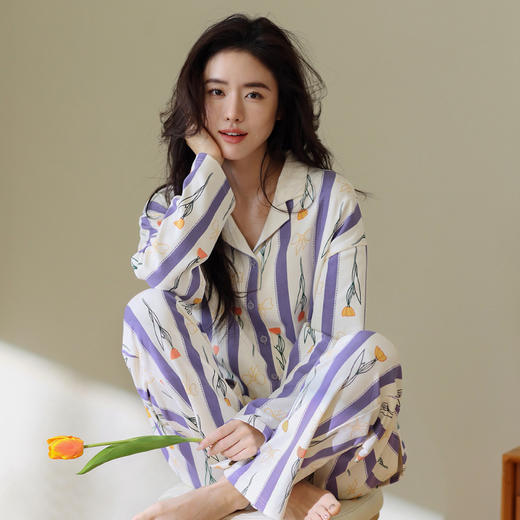 芬腾睡衣女款春秋季秋款纯棉长袖家居服全棉可爱可出门可外穿套装 商品图1