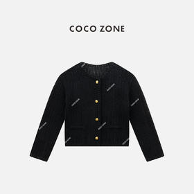 COCO ZONE 100棉镂空设计感圆领针织开衫 CC1C1618