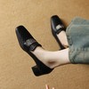 【预售5天】复古真皮方扣粗跟中口单鞋女春秋新款方头高跟镂空洞洞款乐福鞋DPJ&2911 商品缩略图2