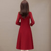 中长款时尚连衣裙，翻领长袖修身简约通勤气质打底裙QYM- KED-23005-Y 商品缩略图2