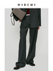 HIDEMI 莫兰迪灰蓝色显瘦双压褶中腰式设计感宽腿直筒西裤长裤 商品缩略图0